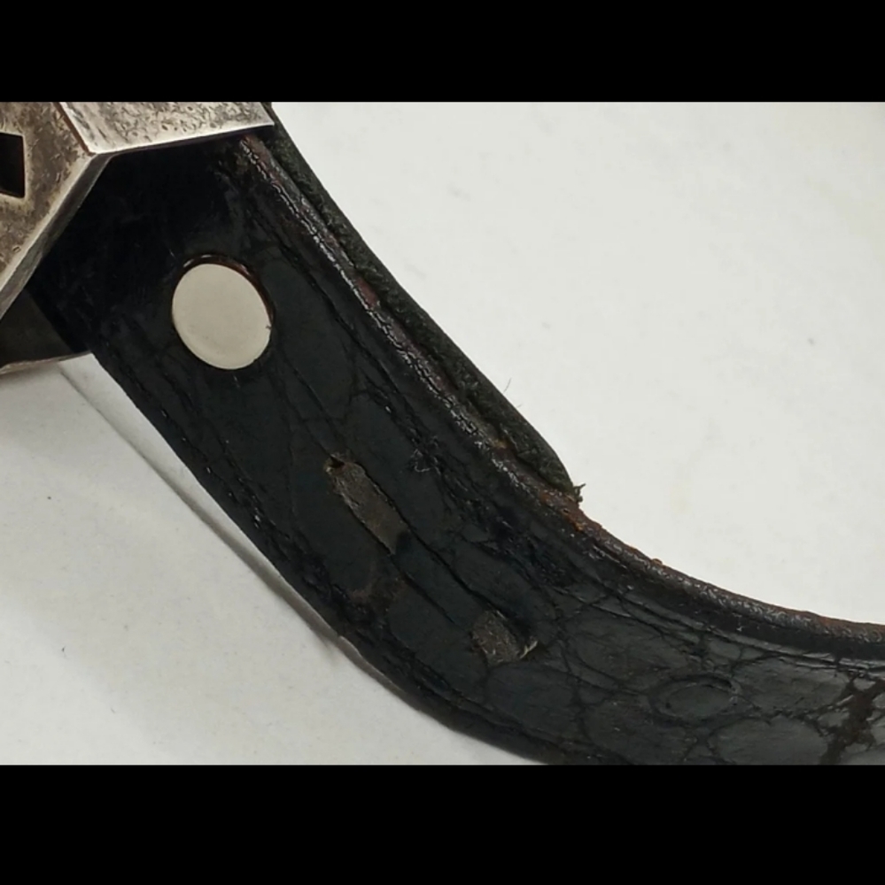 Out of Sante Fe Genuine Alligator Belt Cress Sterling Silver Buckle Vintage USA - Picture 12 of 16